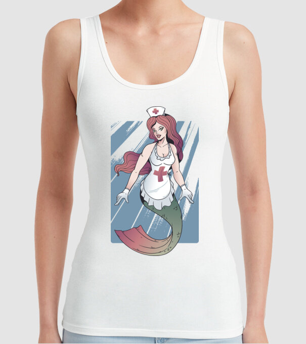 Infirmieră sirenă model alb pe tricou