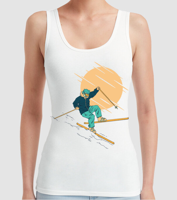 Căzătură schior model alb pe tricou