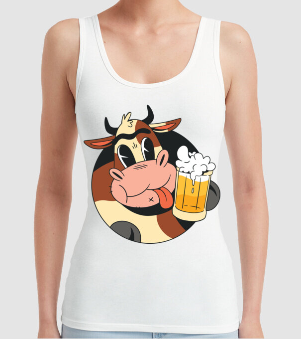 Vacă cu bere model alb pe tricou