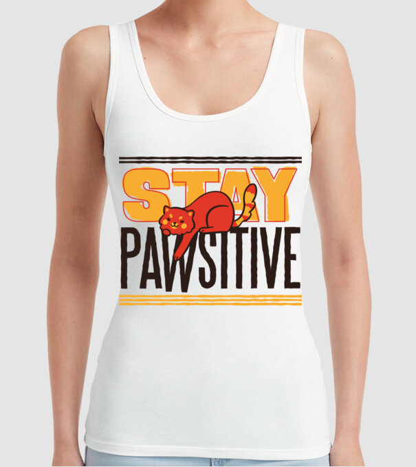 Stay Pawsitive model alb pe tricou