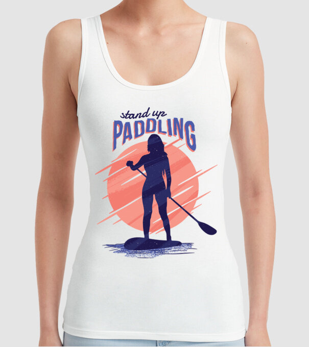 Tricou SUP Stand Up Paddle model alb pe tricou