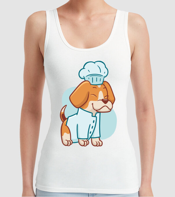 Beagle bucătar model alb pe tricou