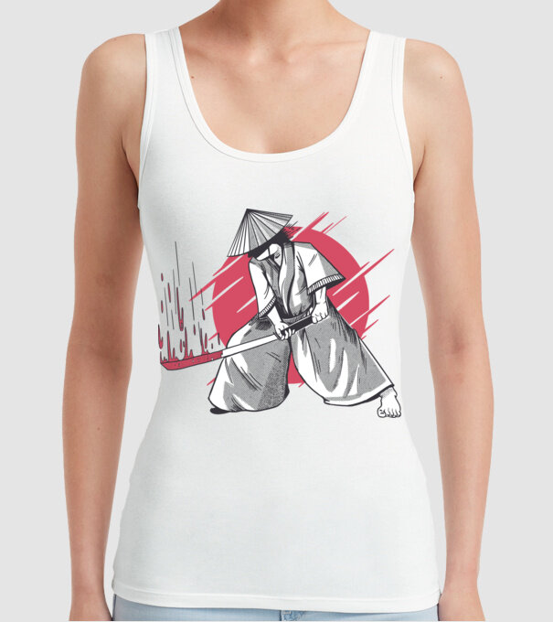 Sabie de samurai model alb pe tricou