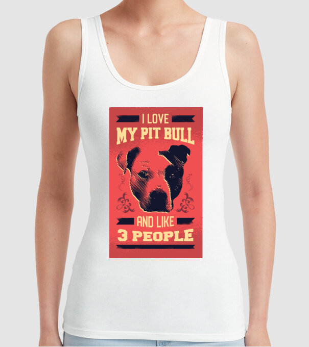 Îmi iubesc Pitbull-ul meu și încă 3 persoane model alb pe tricou