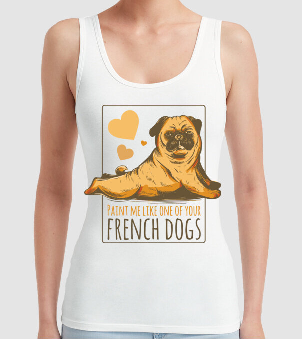Mops sexy model alb pe tricou