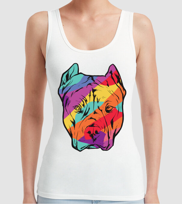 Cap colorat Pitbull model alb pe tricou