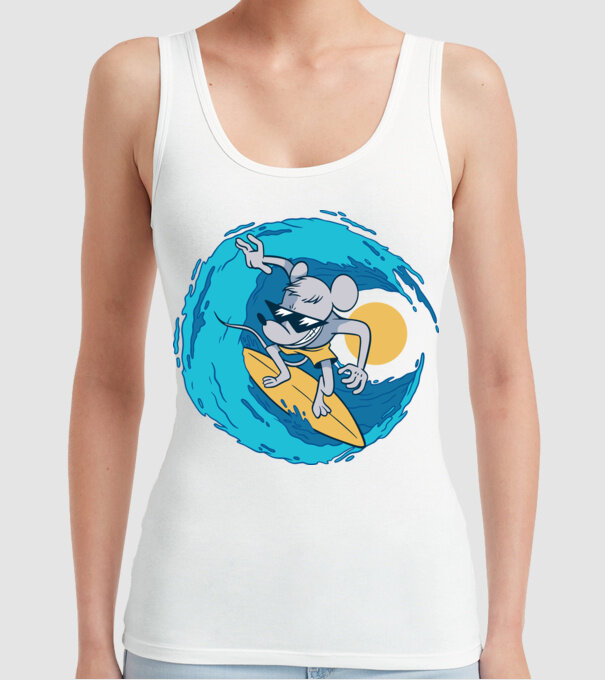 Șoarece Surfer model alb pe tricou