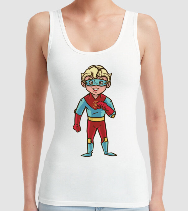 Băiat supererou model alb pe tricou