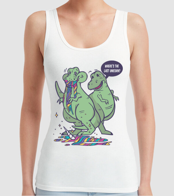 T-rex a mâncat unicornul model alb pe tricou