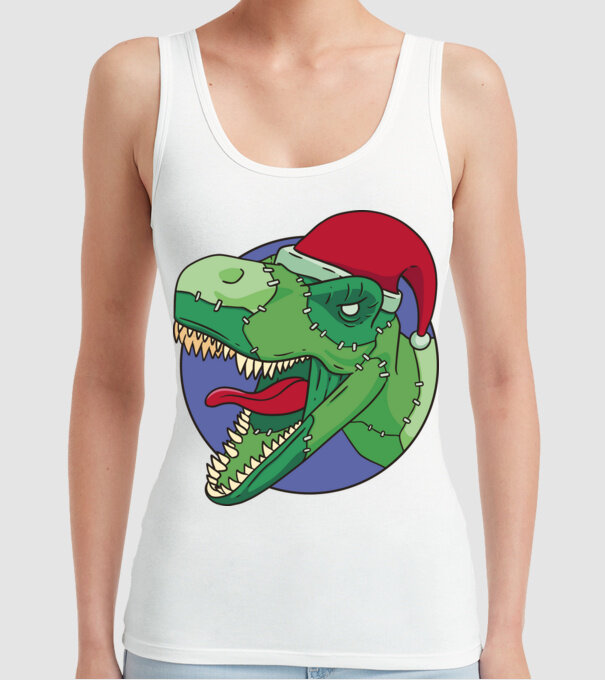 T-rex Santa model alb pe tricou