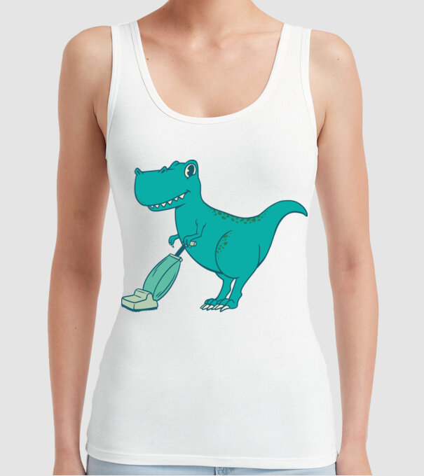 T-rex făcând curățenie model alb pe tricou