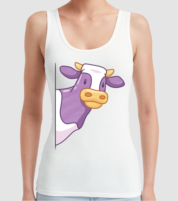 Vacă model alb pe tricou