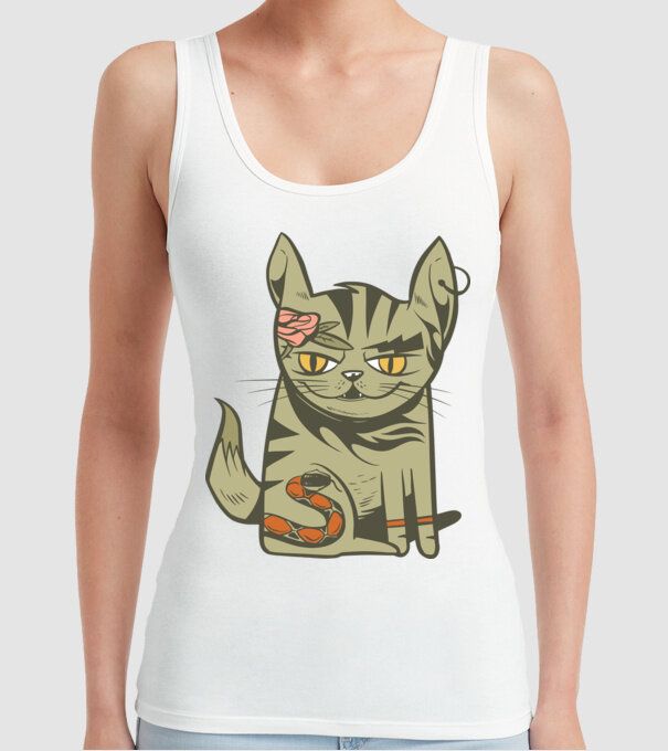 Pisoi tatuat model alb pe tricou