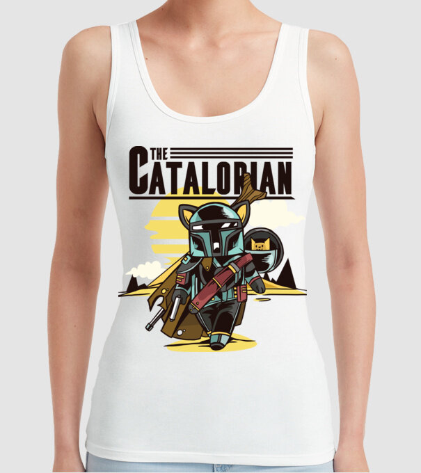 The Catalorian model alb pe tricou