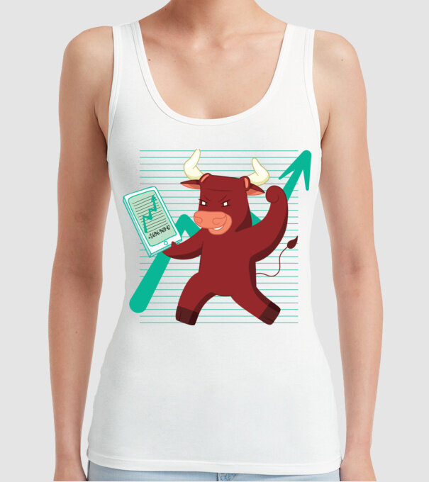 Taur Bursa de valori model alb pe tricou