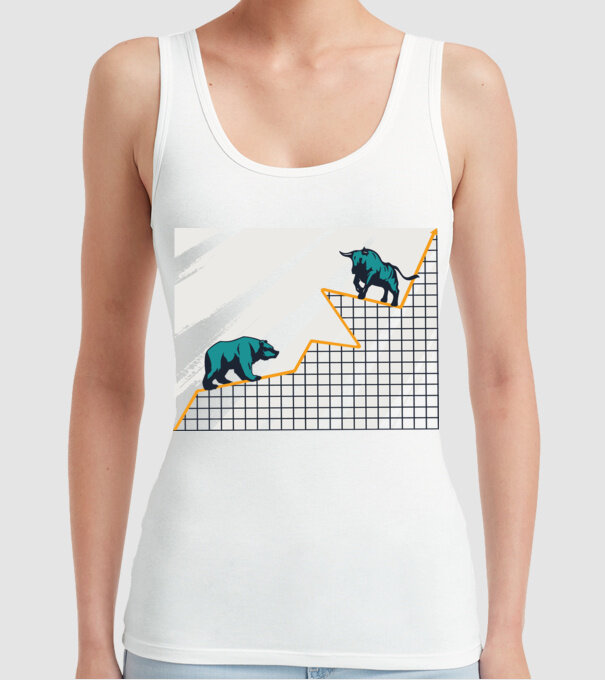 Bursa de Valori Taur vs Urs model alb pe tricou