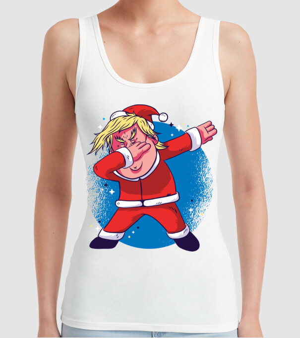 Trump Moș Crăciun dans DAB model alb pe tricou