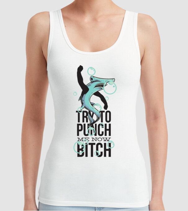 Try to punch me now bitch model alb pe tricou
