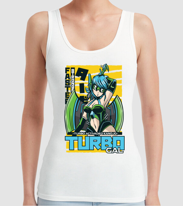 Turbo Gal Anime model alb pe tricou