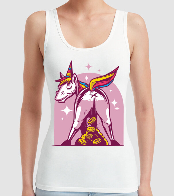 Unicorn Bitcoin model alb pe tricou
