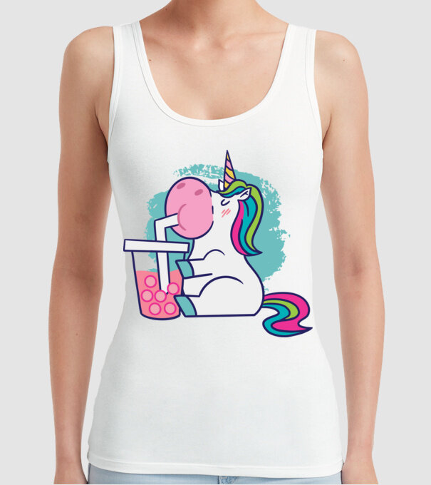 Unicorn Bubble Tea model alb pe tricou