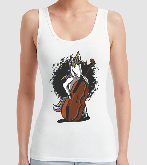 Unicorn cu violoncel model alb pe tricou