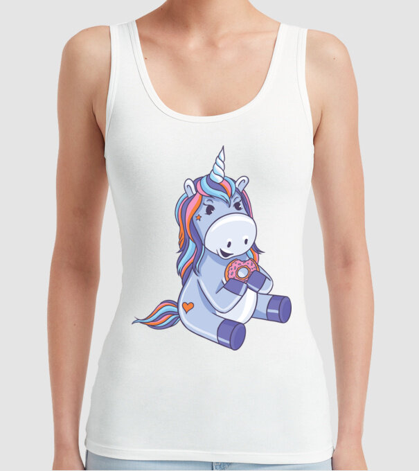 Unicorn cu gogoașă model alb pe tricou
