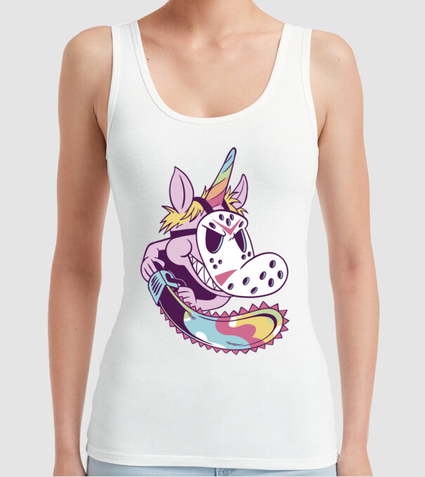 Unicorn Mască Jason Halloween model alb pe tricou