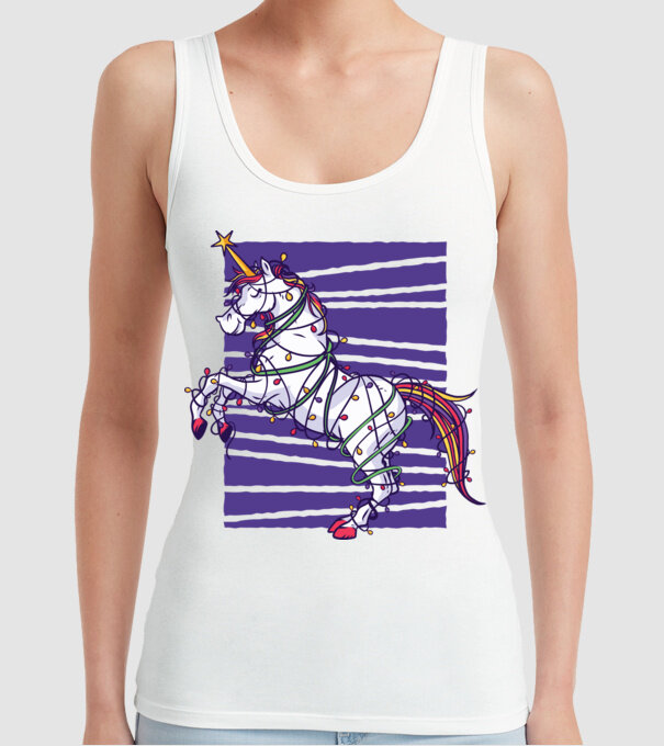 Unicorn pom de Crăciun model alb pe tricou