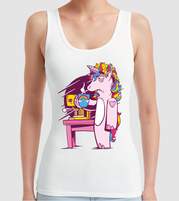 Unicorn Cafea model alb pe tricou