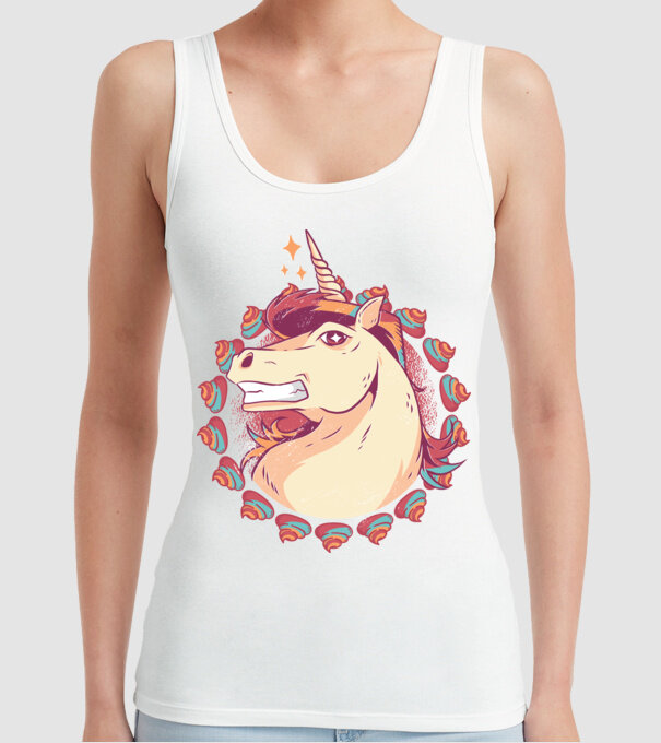 Unicorn Mullet model alb pe tricou
