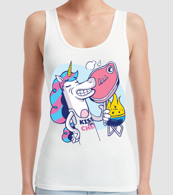Unicorn Steak BBQ model alb pe tricou