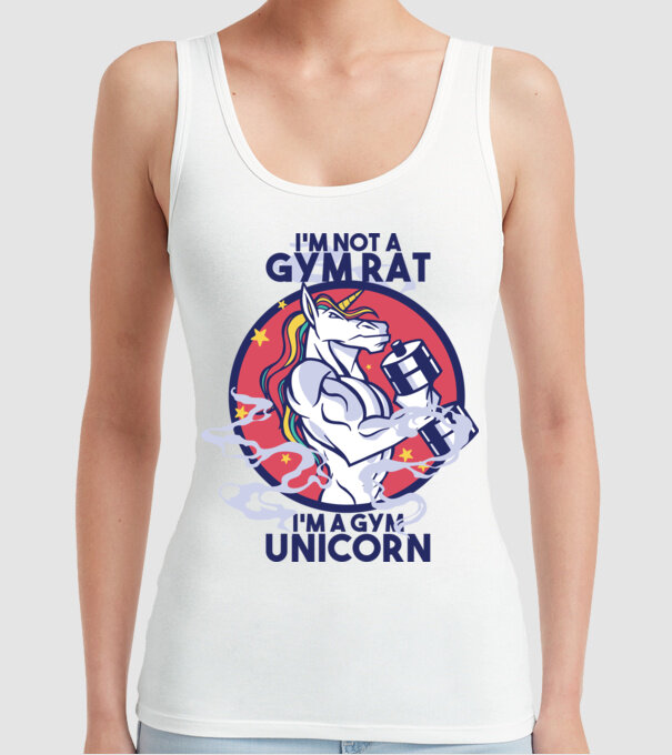 Unicorn antrenament cu haltere model alb pe tricou