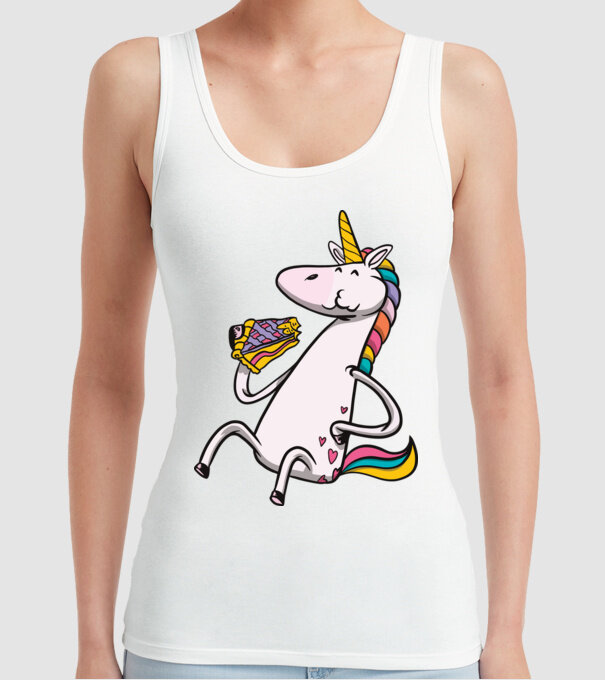 Unicorn cu prăjitură model alb pe tricou
