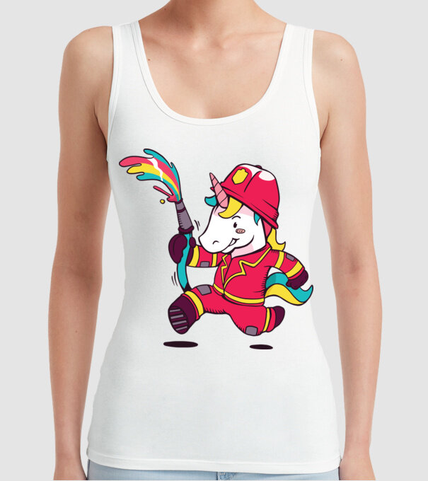 Pompier Unicorn model alb pe tricou
