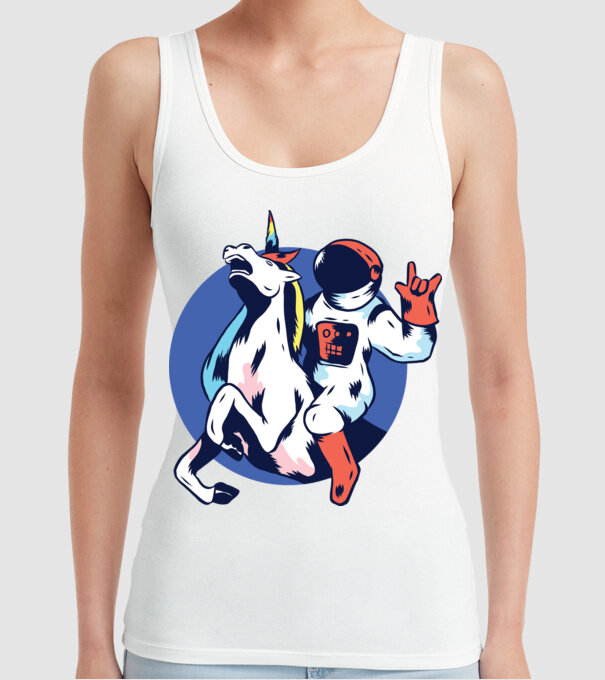 Unicorn Astronaut model alb pe tricou
