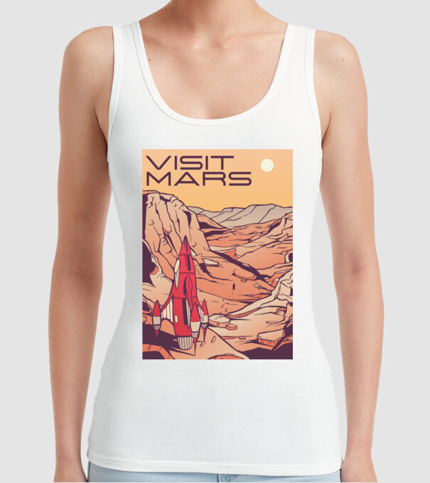 Călătorie pe Marte afiș model alb pe tricou