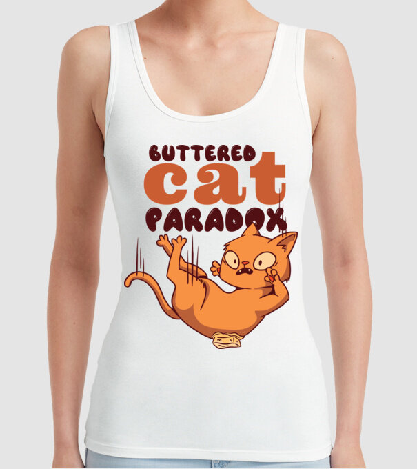 Paradox pisică cu unt model alb pe tricou