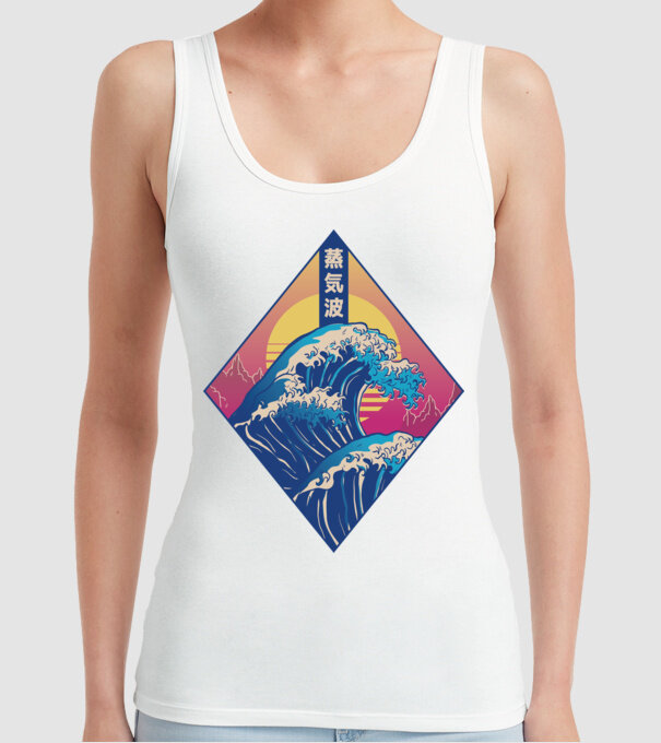 Vaporwave Val model alb pe tricou