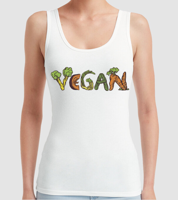 Inscripție legume vegan model alb pe tricou