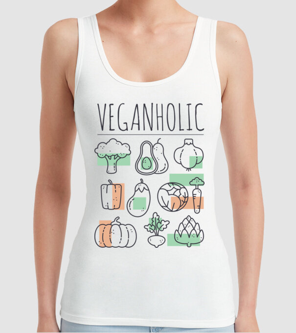 Veganholic model alb pe tricou