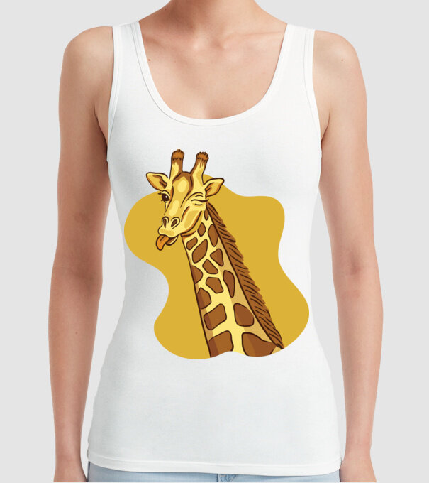 Girafă amuzantă model alb pe tricou