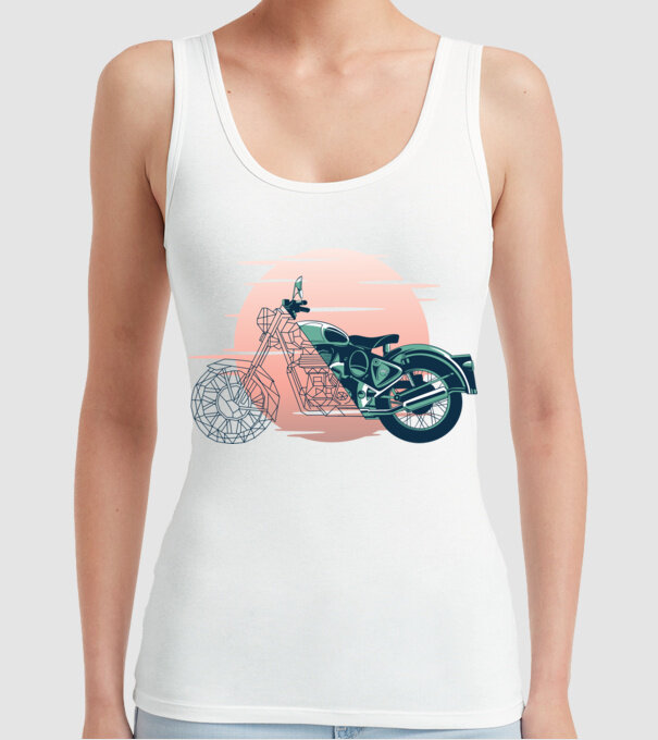 Motocicletă Vintage model alb pe tricou
