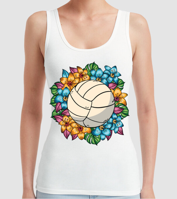 Minge de volei cu flori model alb pe tricou
