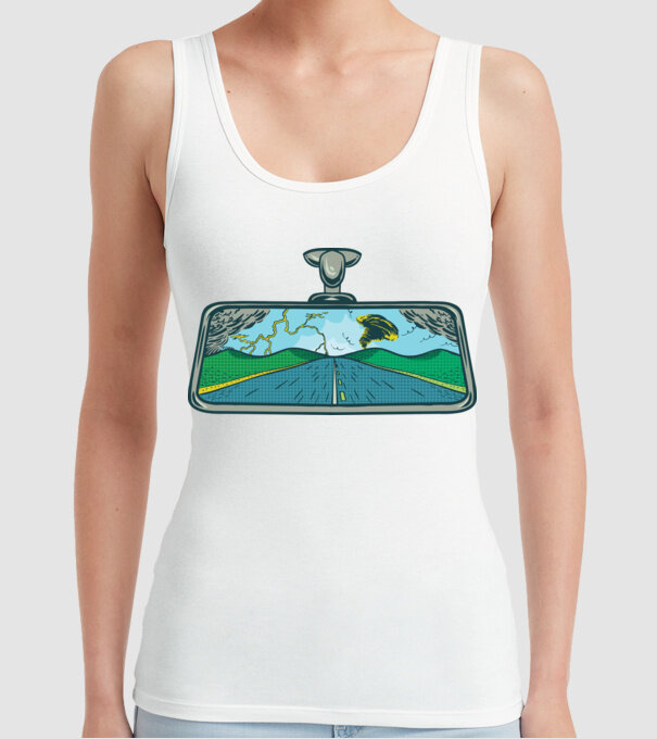 Oglindă retrovizoare model alb pe tricou