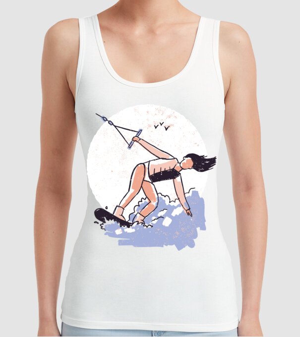 Fată cu Wakeboard model alb pe tricou