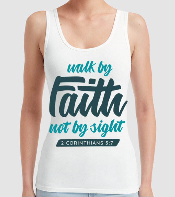 Walk by faith - Religie model alb pe tricou