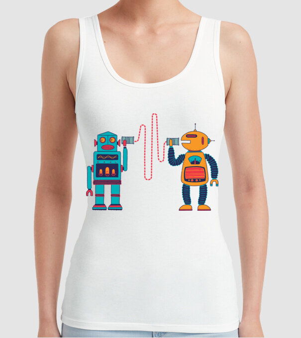 Walkie Talkie Robot model alb pe tricou