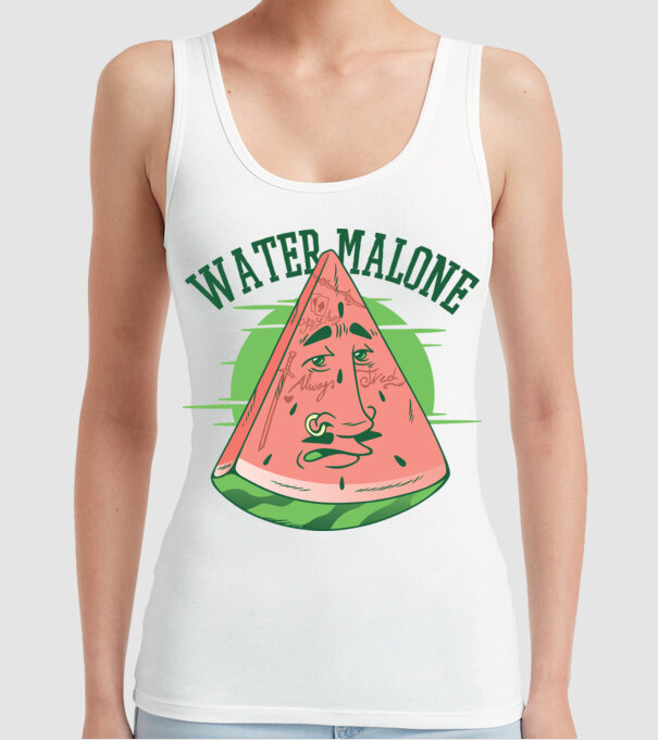 Water Malone model alb pe tricou