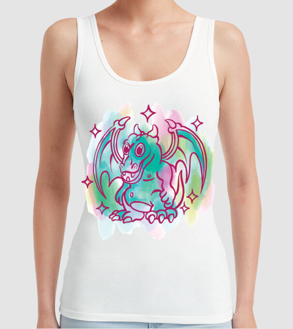 Acuarelă Dragon model alb pe tricou